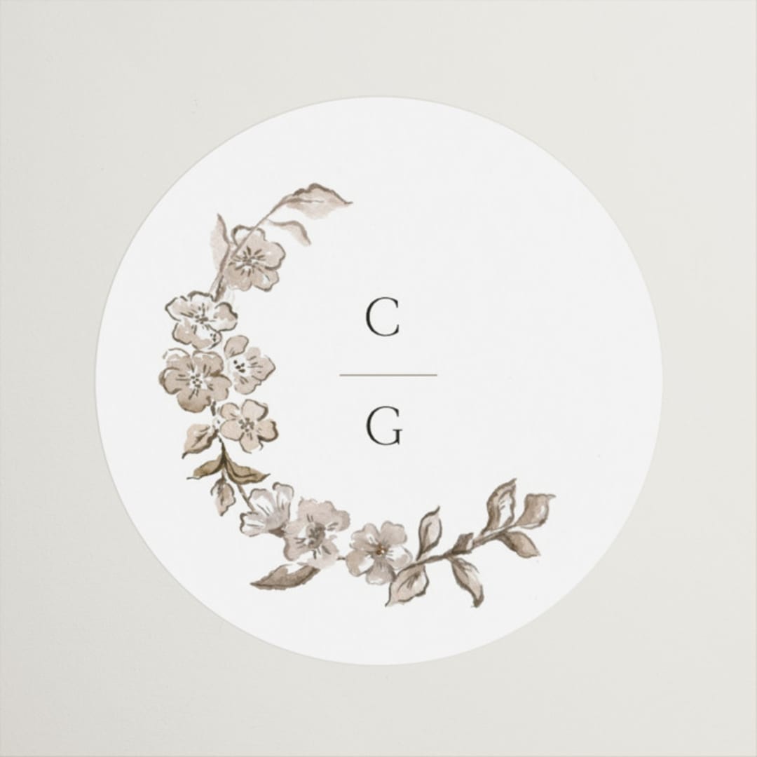 "Daphne" - Wedding Favor Stickers in Sephia by Itsy Belle Studio - Front