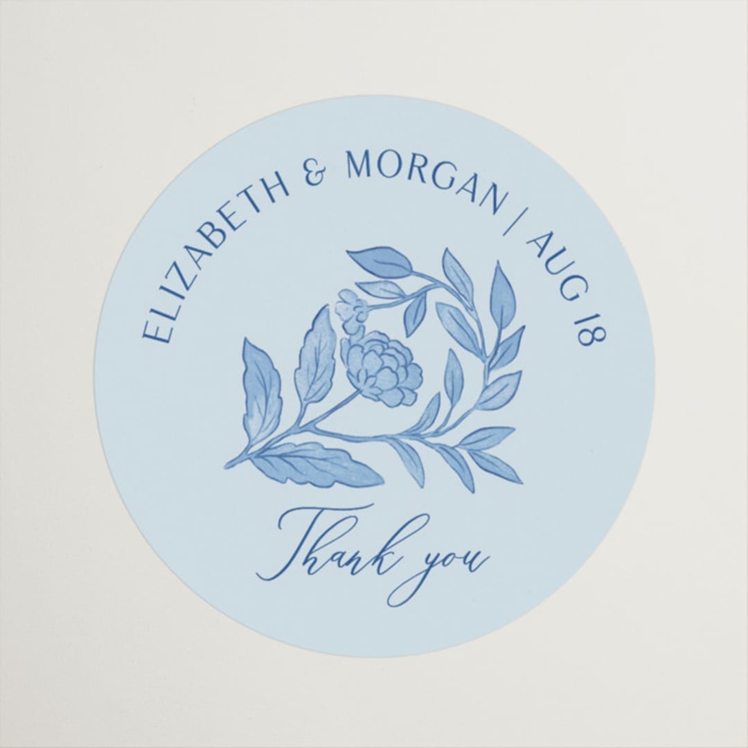 "Porcelain Floral" - Wedding Favor Stickers in Porcelain by Elly - Front