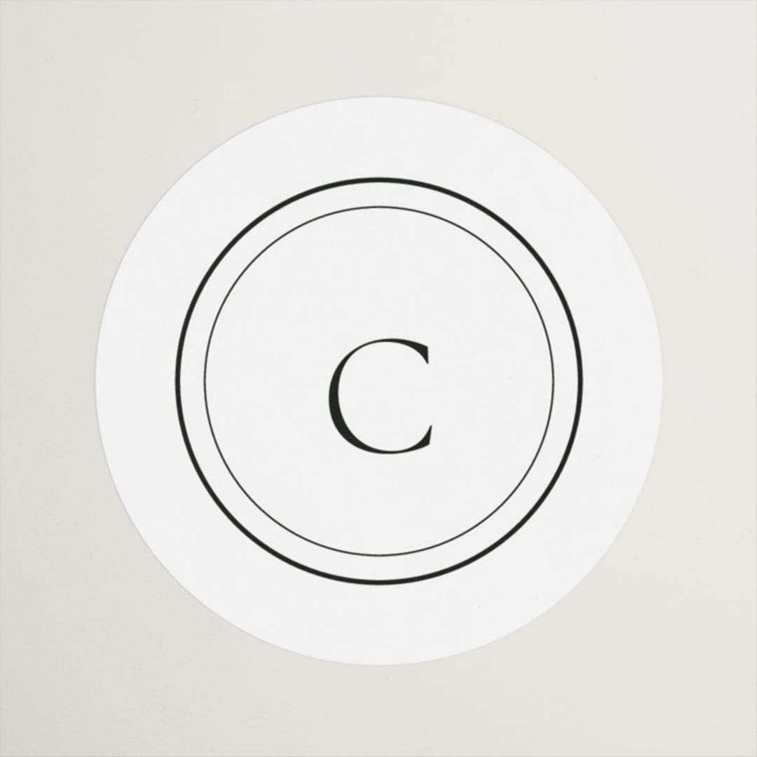 "Circle monogram" - Wedding Favor Stickers in Cotton by Stacey Meacham - Front