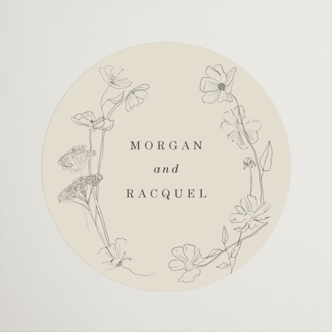 "floral stamp" - Wedding Favor Stickers in Ivory by Baumbirdy - Front