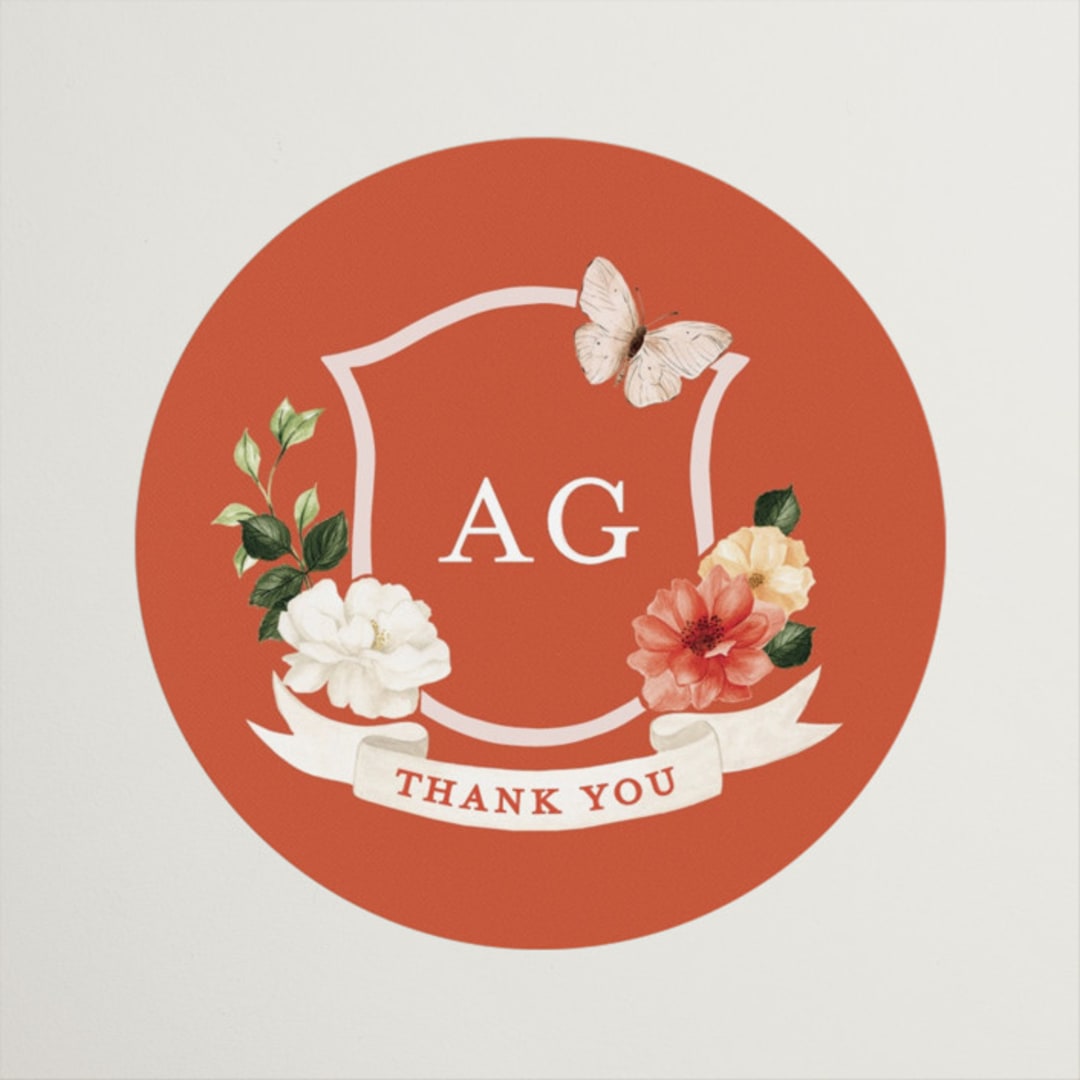 "Fleur" - Wedding Favor Stickers in Verona Sunset by Sarah Knight - Front