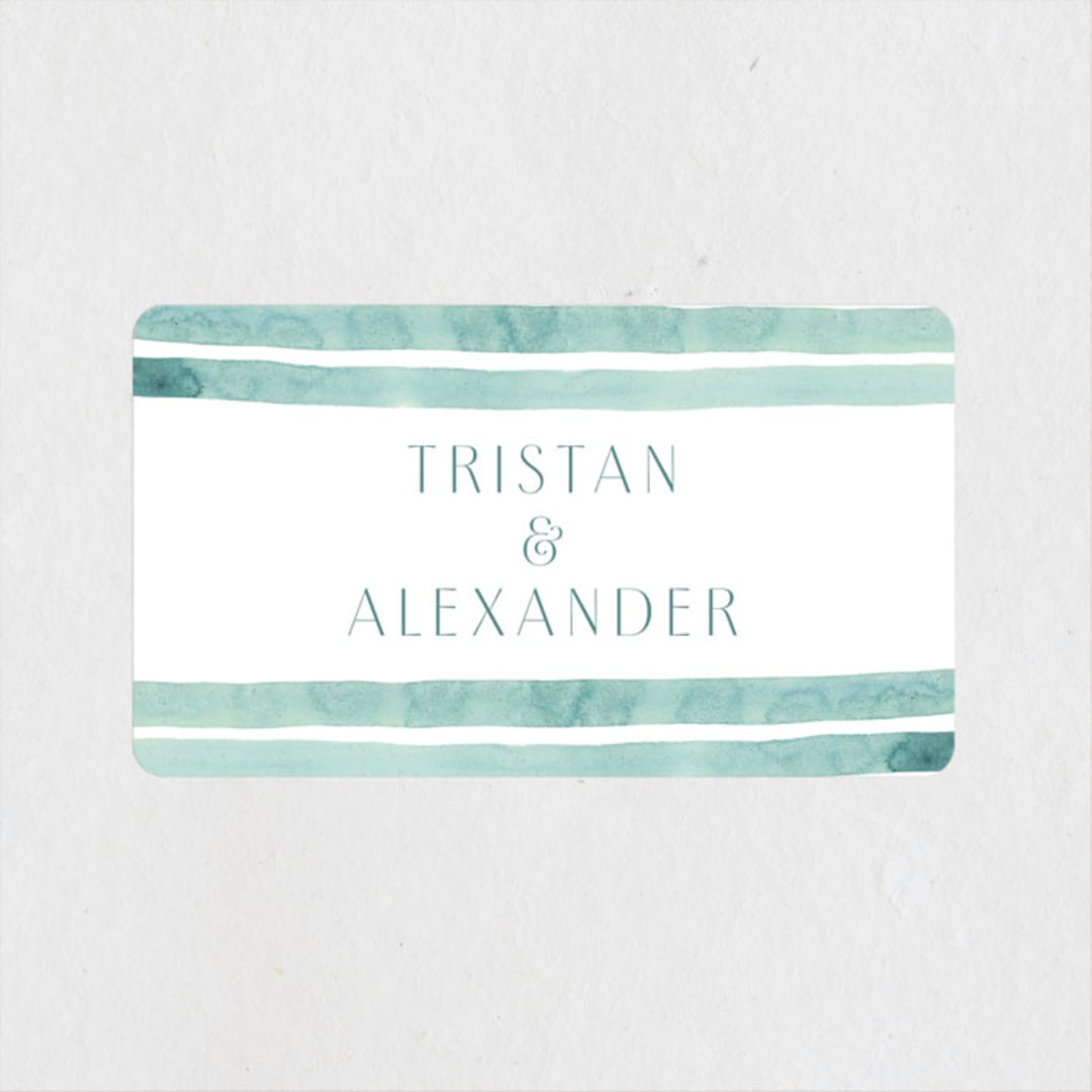 "Tidal Stripe" - Wedding Favor Stickers in Sky by Katharine Watson - Front