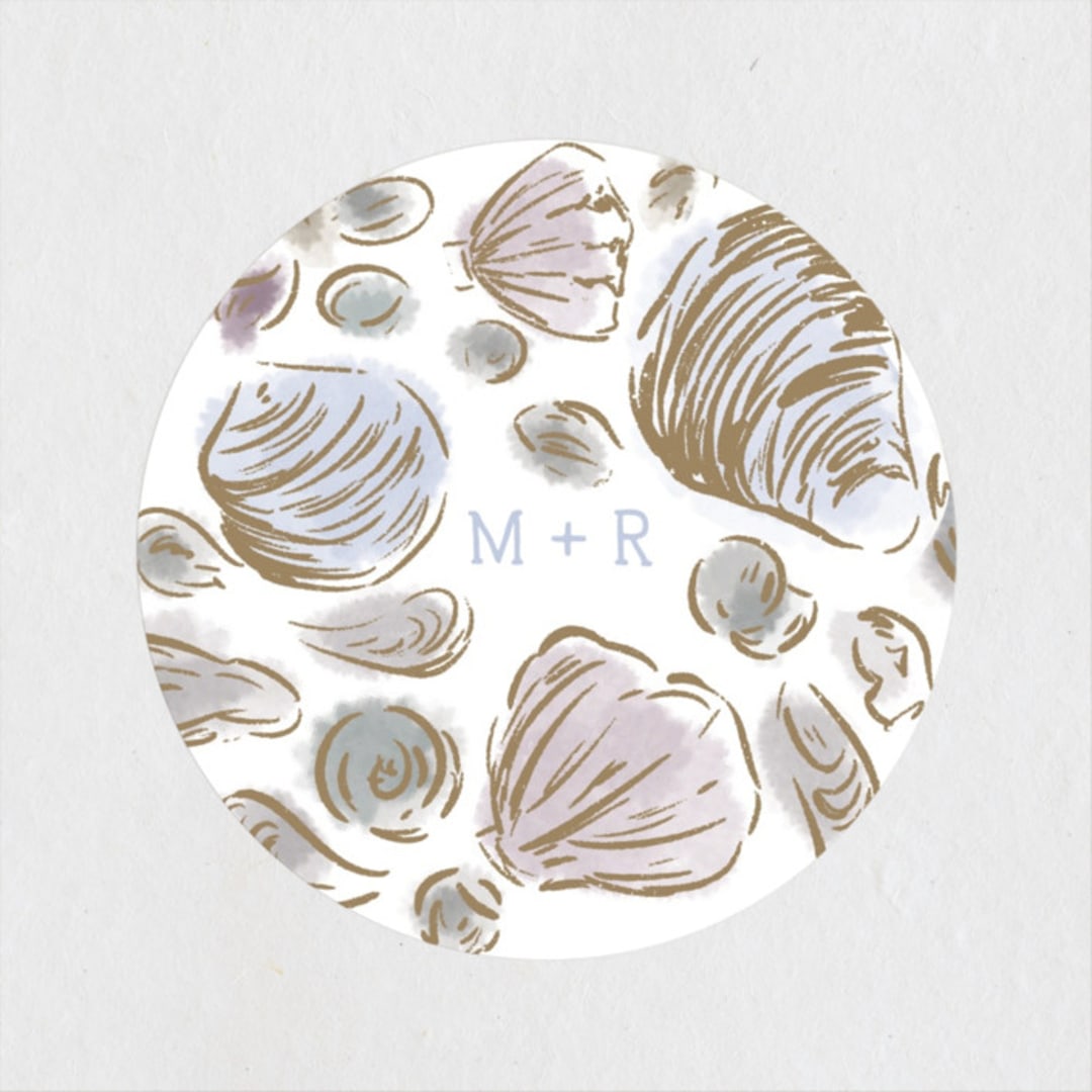 "Rocky Seaside Frame" - Wedding Favor Stickers in Ocean by Shiny Penny Studio - Front