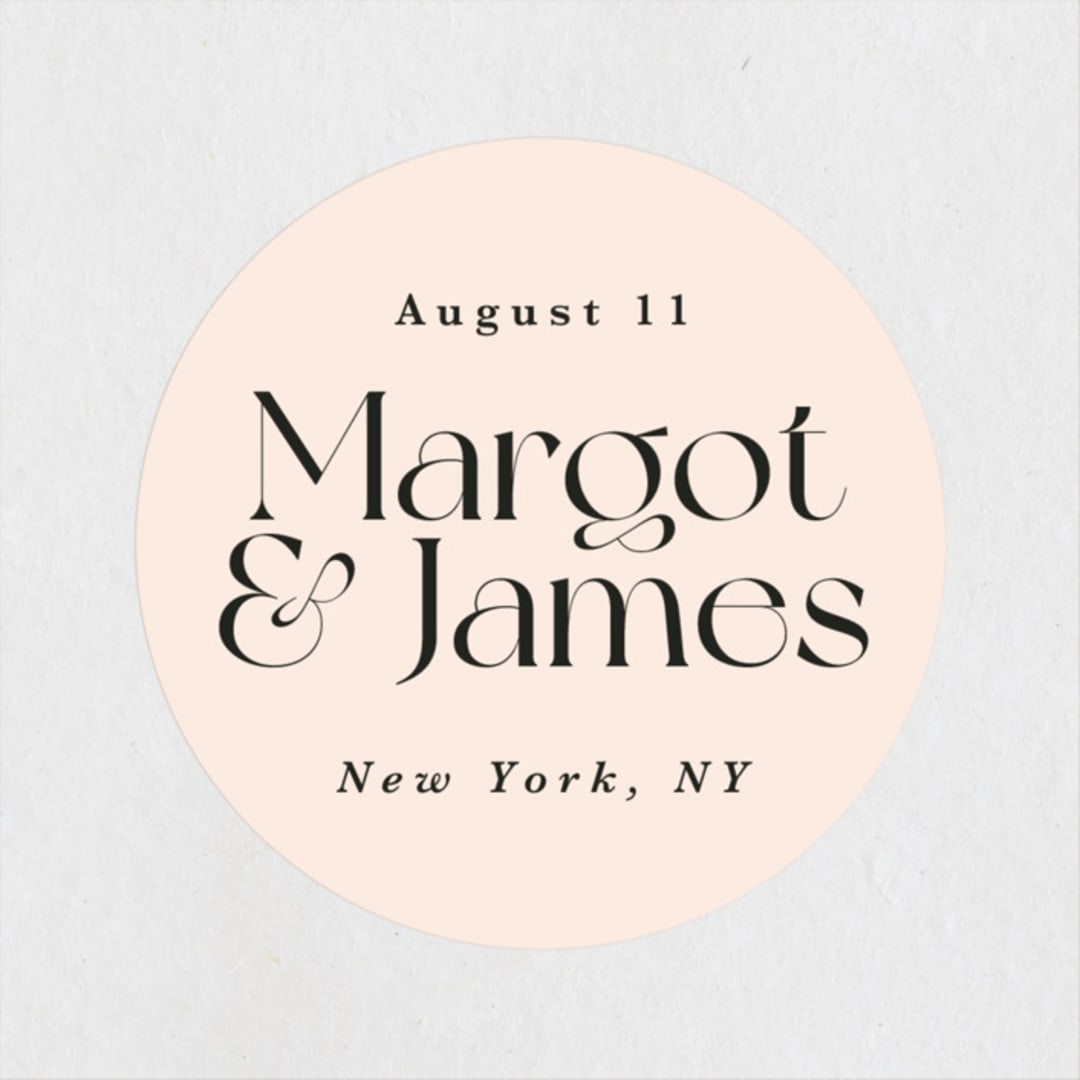 "SoHo" - Wedding Favor Stickers in Blush by Hudson meet Rose - Front