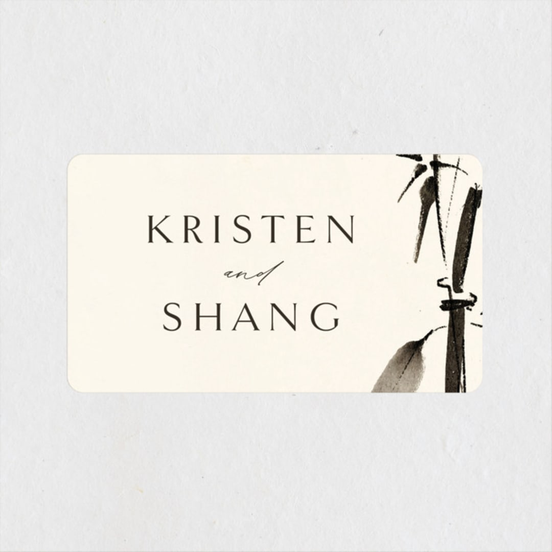 "Bambusa" - Wedding Favor Stickers in Almond by Anastasia Makarova - Front