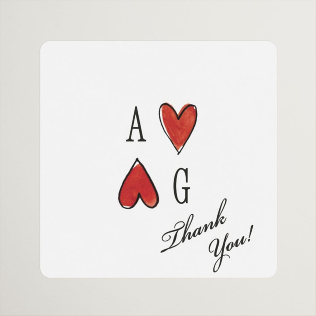 "Two Hearts" - Wedding Favor Stickers in Lily by Pati Cascino - Front