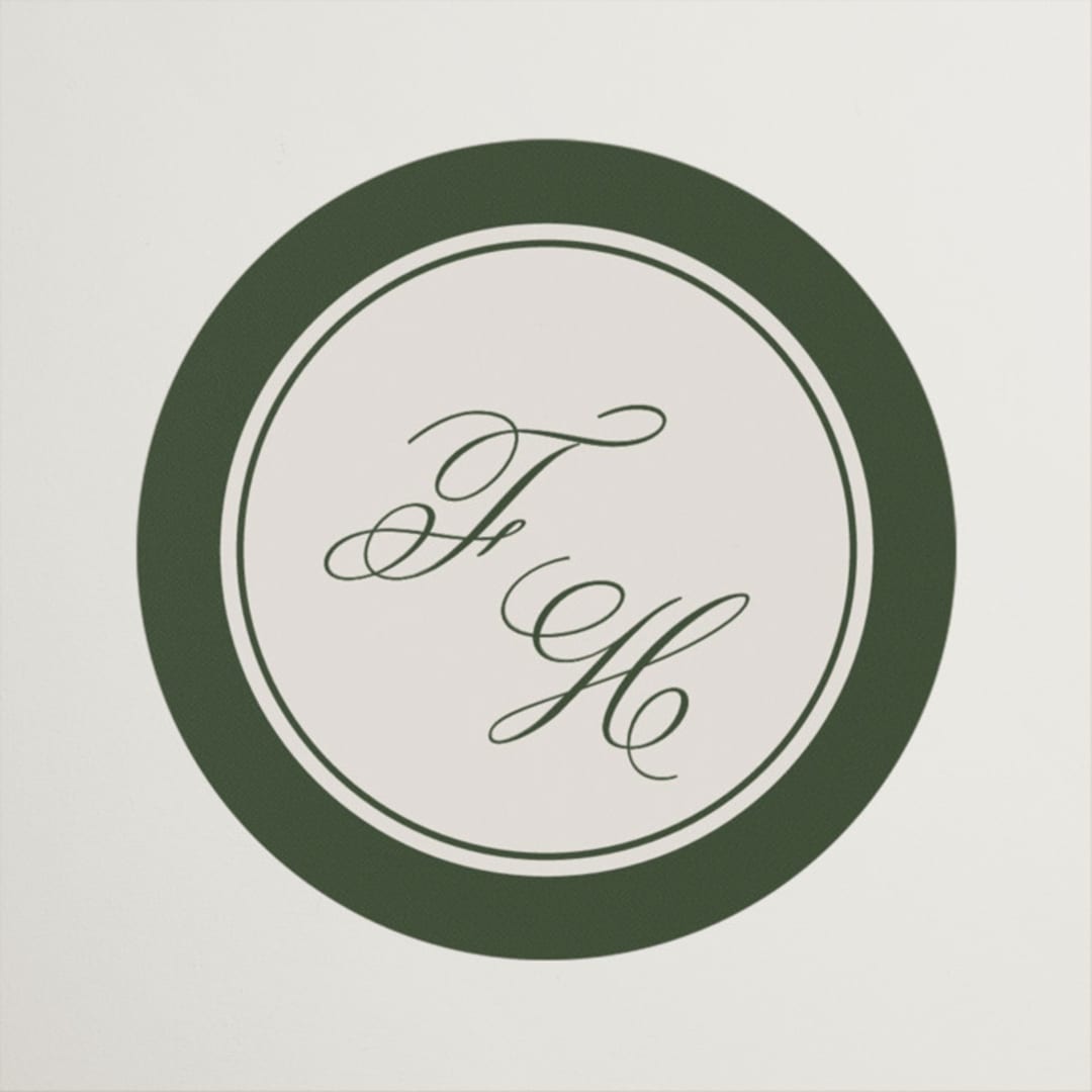 "Emerson" - Wedding Favor Stickers in Evergreen by Kelly Watkins - Front