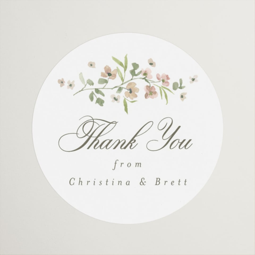 "Posy" - Wedding Favor Stickers in Blush by Everett Paper Goods - Front