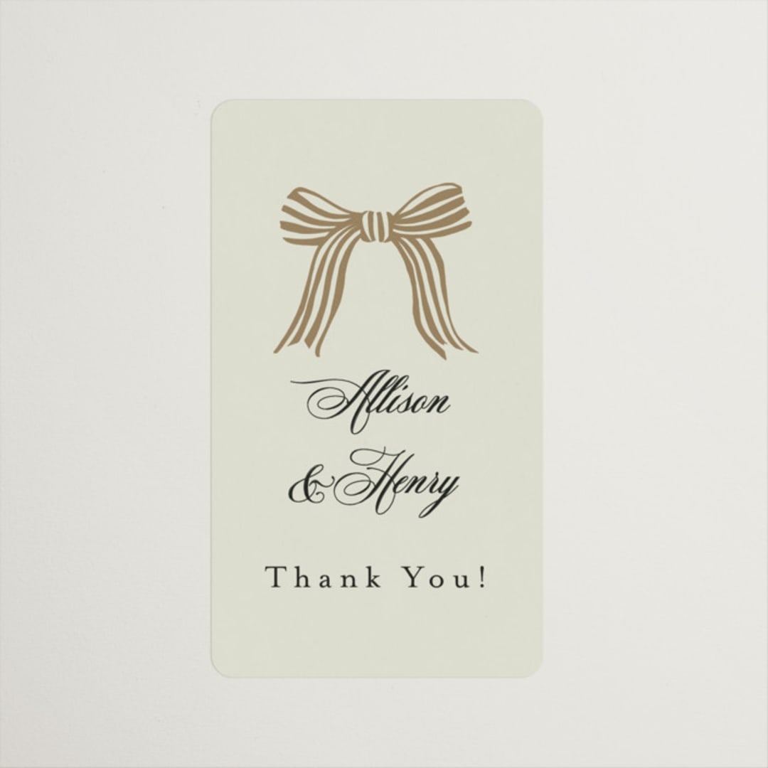 "All Tied Up" - Wedding Favor Stickers in Champagne by Chris Griffith - Front
