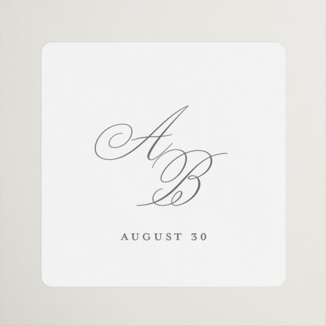 "Formally" - Wedding Favor Stickers in Mist by Sarah Brown - Front