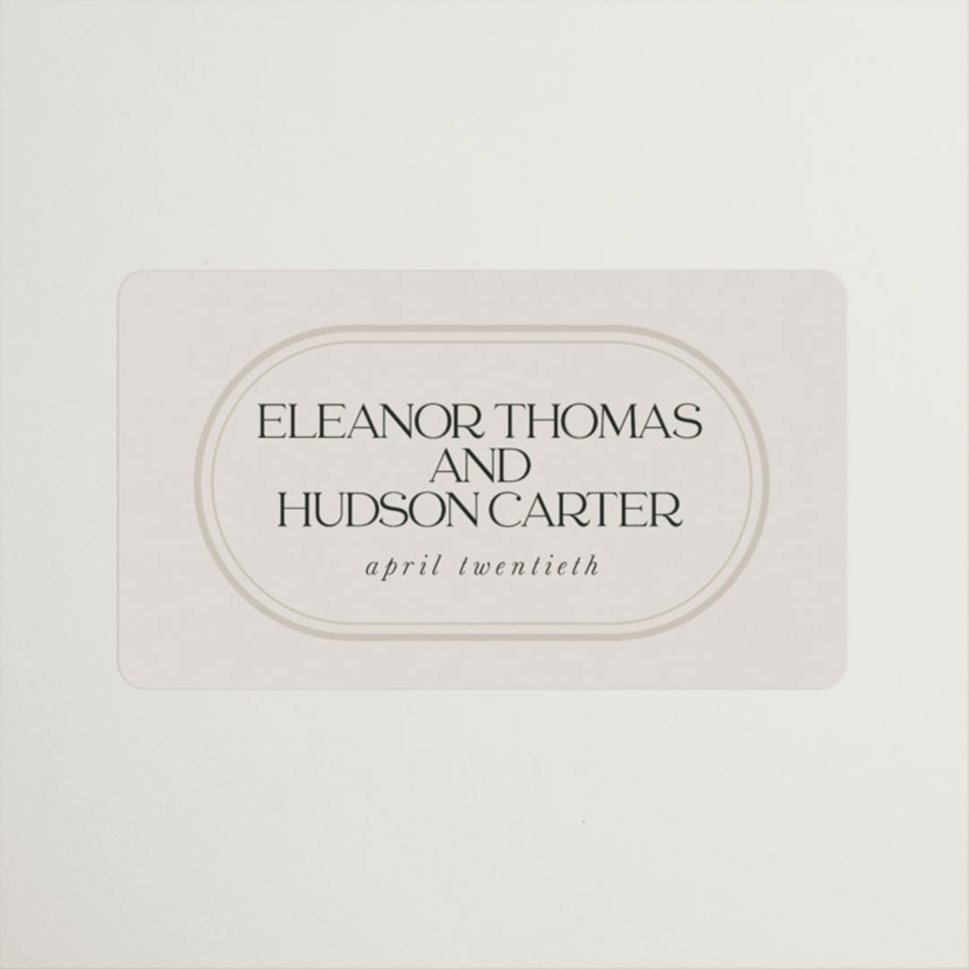 "oval" - Wedding Favor Stickers in Sandstone by Lori Wemple - Front