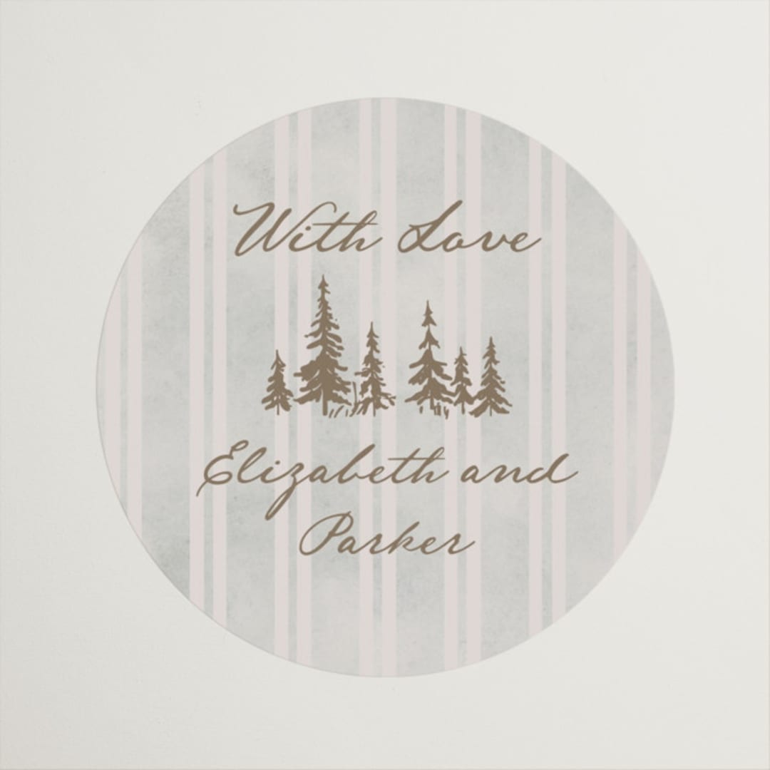 "Mountain Love" - Wedding Favor Stickers in Dew by Petra Kern - Front