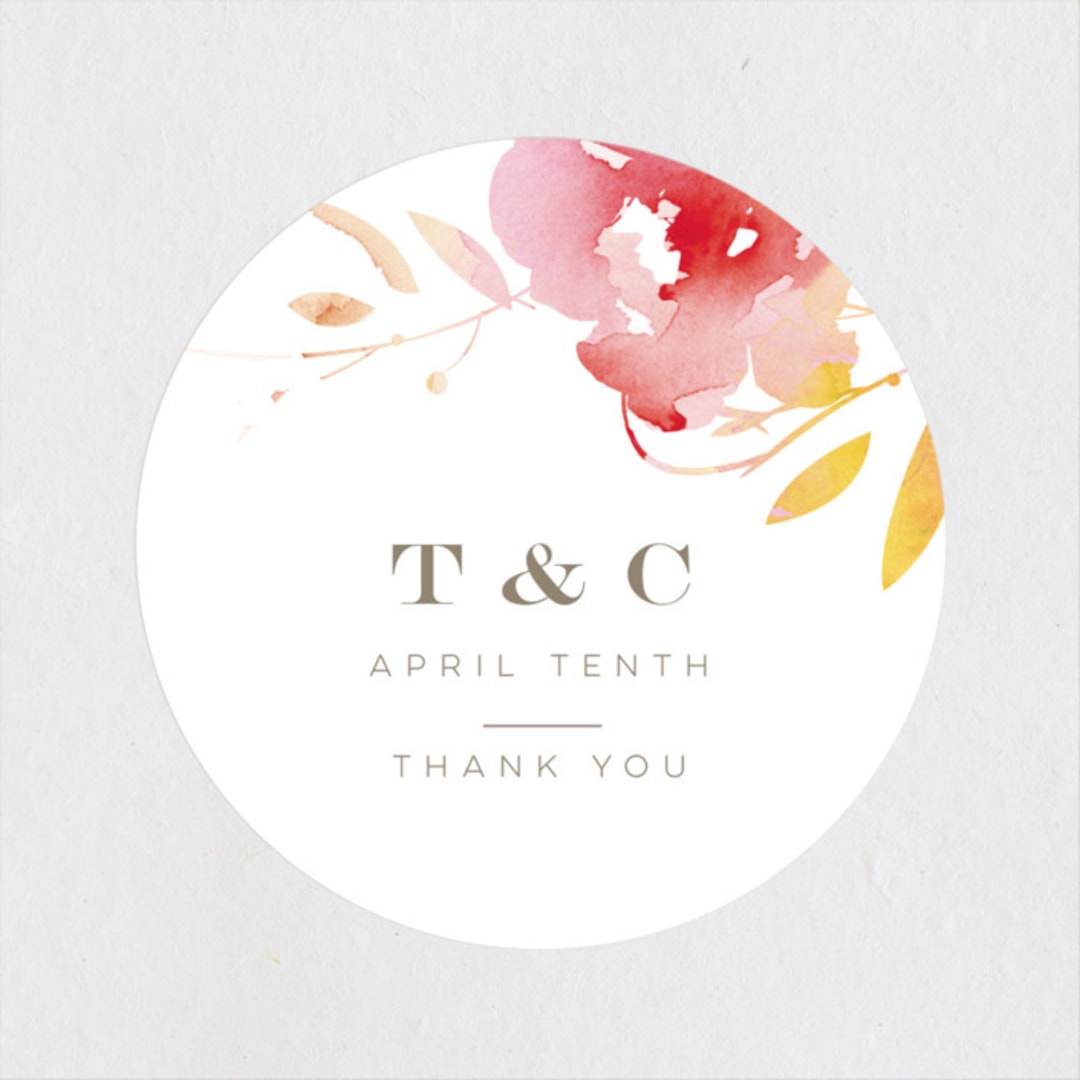 "Stately Florals" - Wedding Favor Stickers in Poppy by Lori Wemple - Front