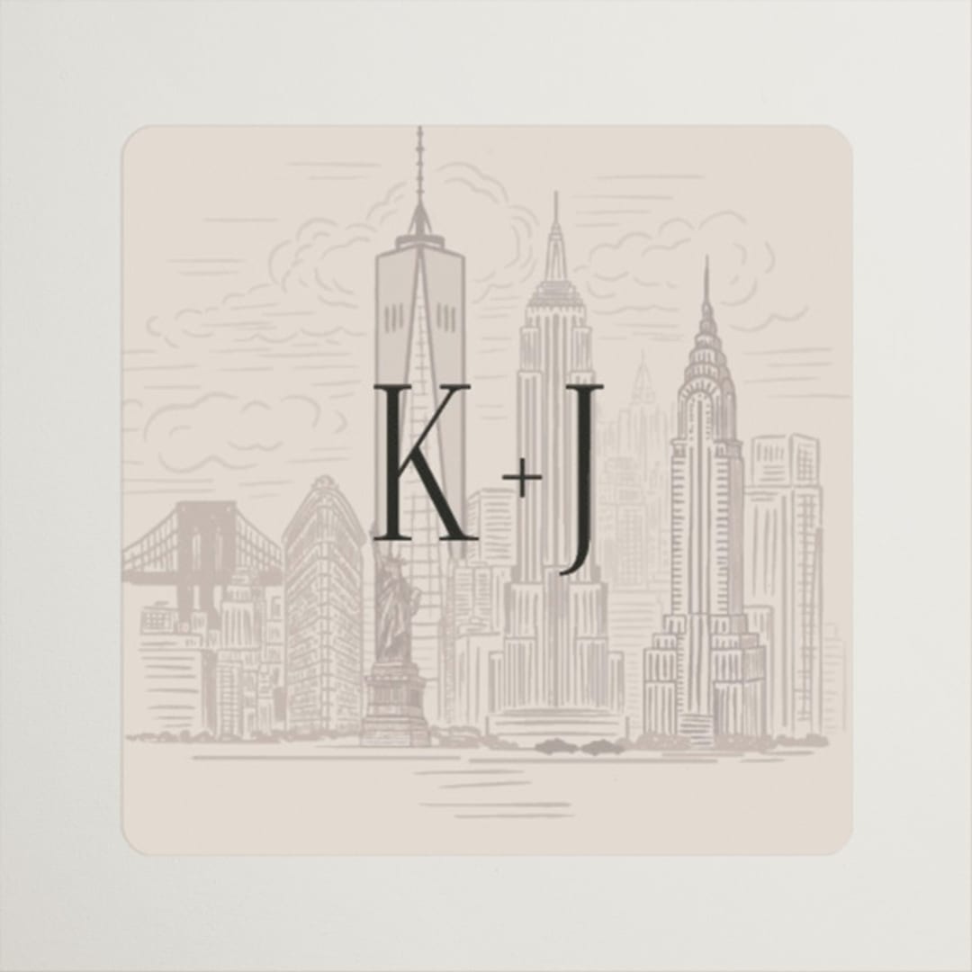 "New York Toile" - Wedding Favor Stickers in Antique by Jenna Holcomb - Front