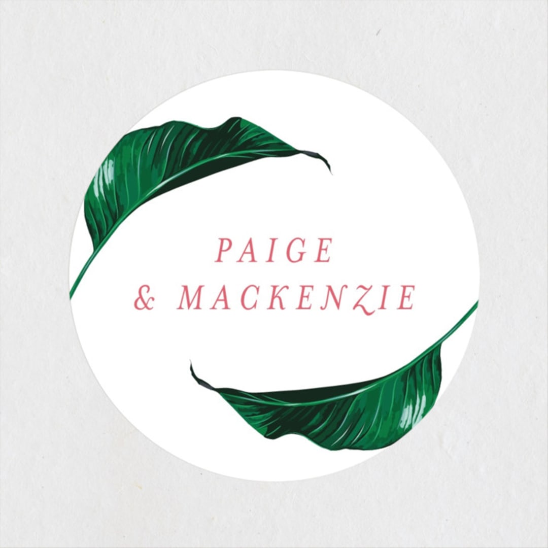 "Mod Palm" - Wedding Favor Stickers in Pearl by Erin Hodges - Front