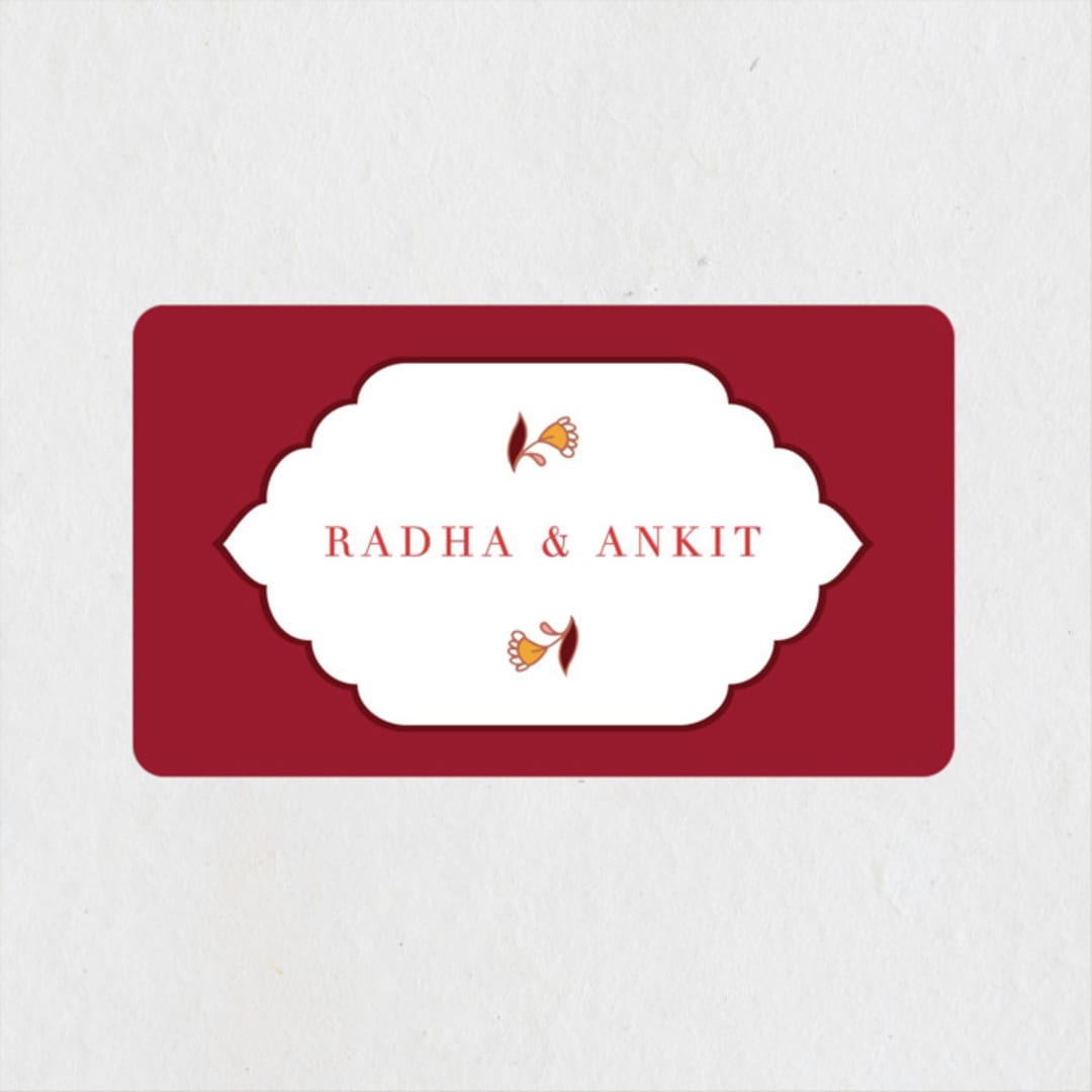 "Jaipur" - Wedding Favor Stickers in Ruby by Mansi Verma - Front