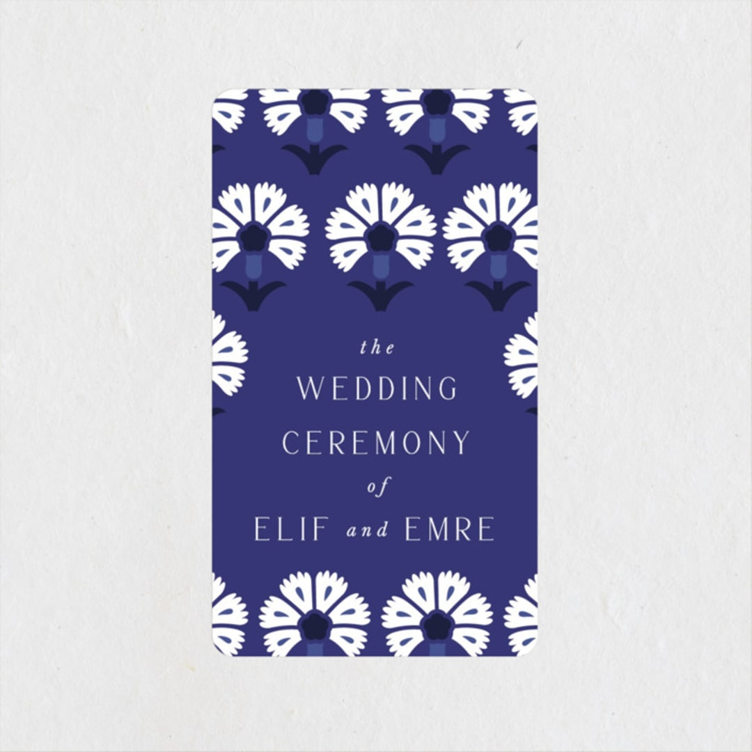 "Topkapi" - Wedding Favor Stickers in Cobalt by Nazia Hyder - Front