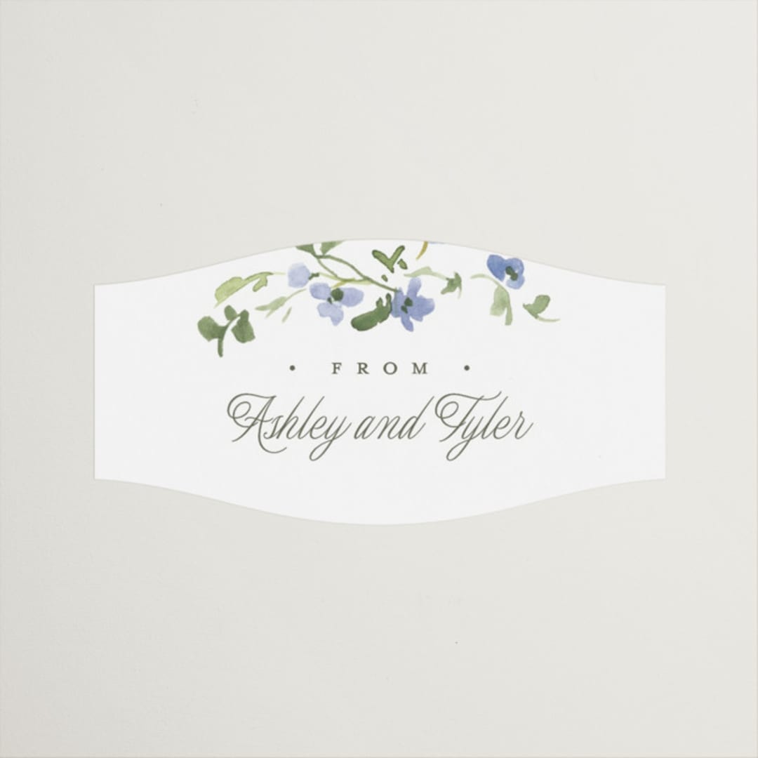 "Flowering Vine" - Wedding Favor Stickers in Bluebell by Everett Paper Goods - Front