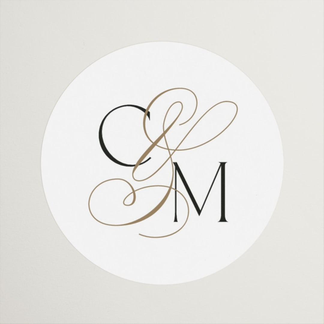 "Golden Ampersand" - Wedding Favor Stickers in Silk by Kelly Schmidt - Front