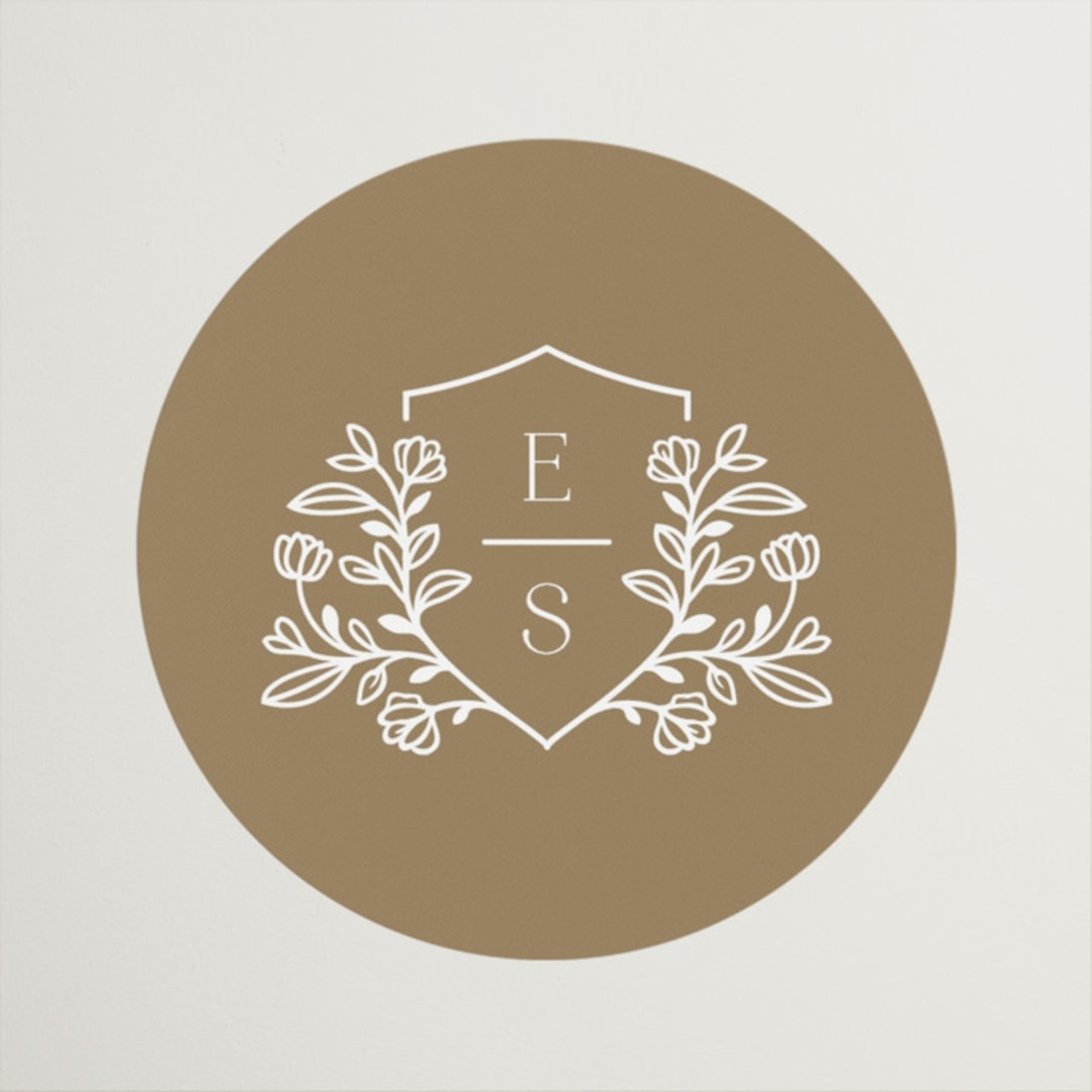 "Gold Crest" - Wedding Favor Stickers in Ivory by Mansi Verma - Front