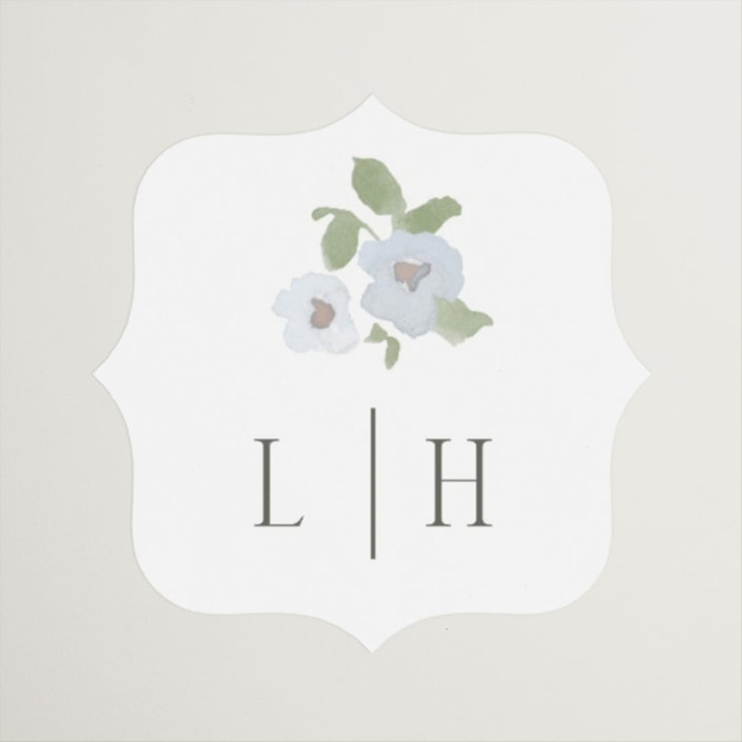 "Portico" - Wedding Favor Stickers in Blue Bell by Everett Paper Goods - Front