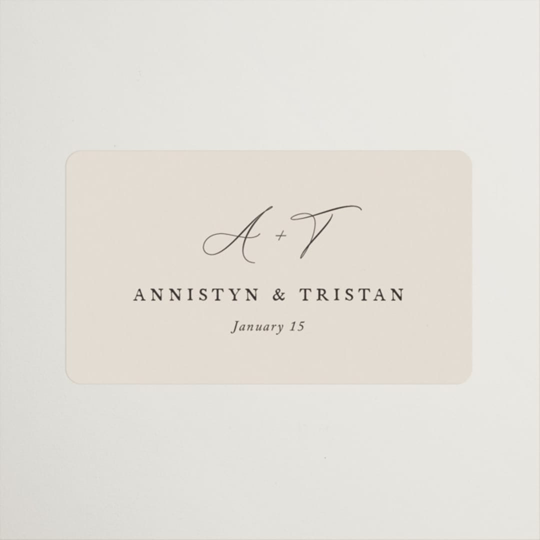 "Love Story" - Wedding Favor Stickers in Mocha by Jennifer Postorino - Front