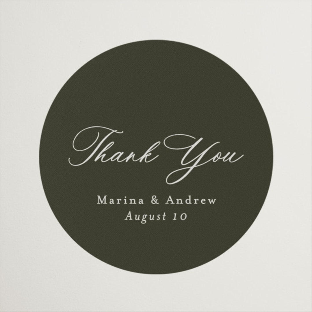 "refined" - Wedding Favor Stickers in Deep Olive by Nicole Walsh - Front