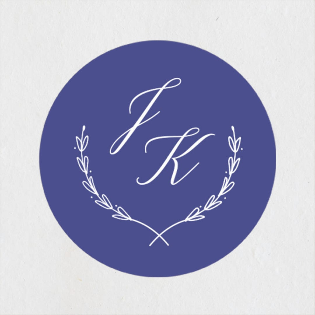 "United" - Wedding Favor Stickers in Cobalt by Susan Brown - Front
