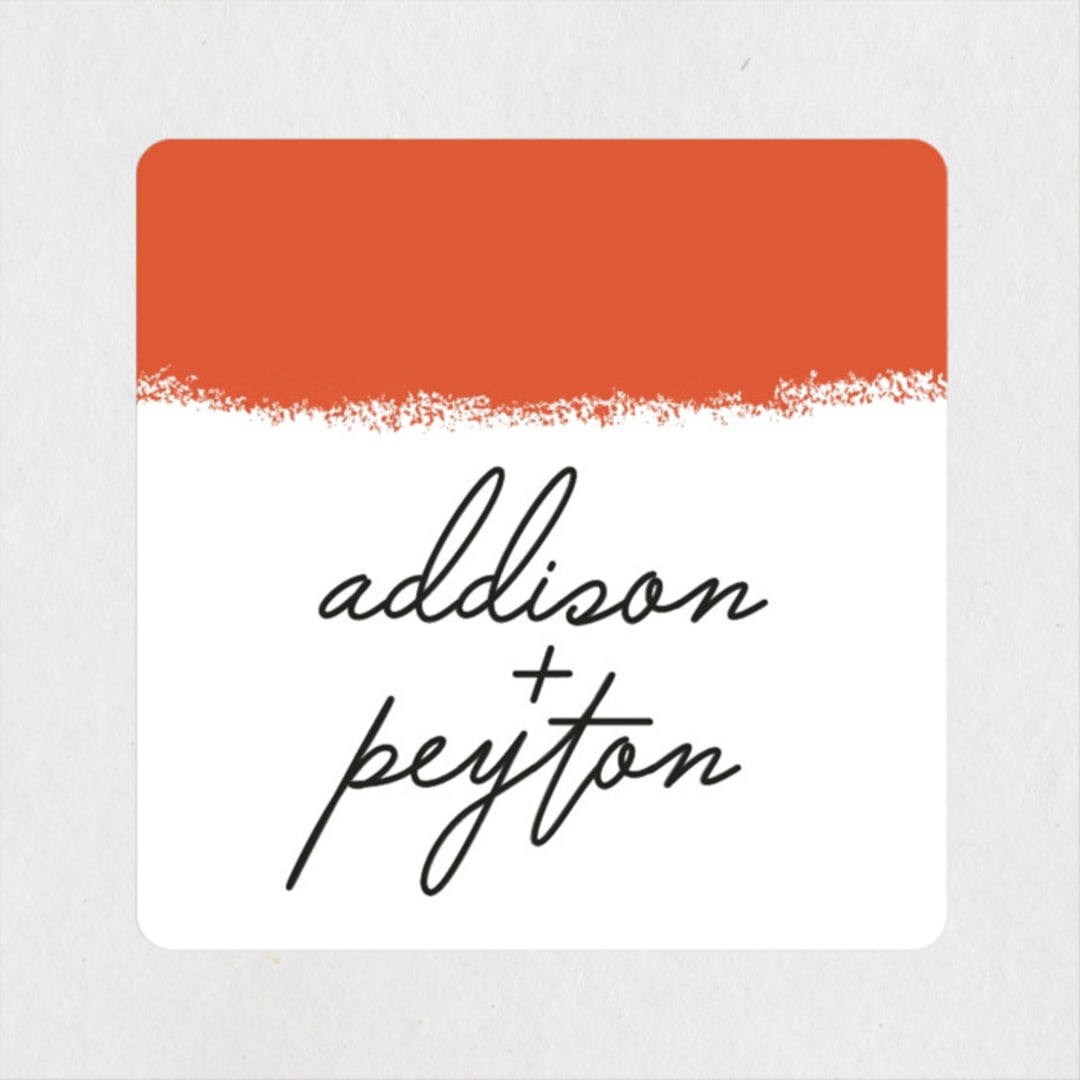 "Joyfully Ever After" - Wedding Favor Stickers in Tangerine by Faith Harlow - Front