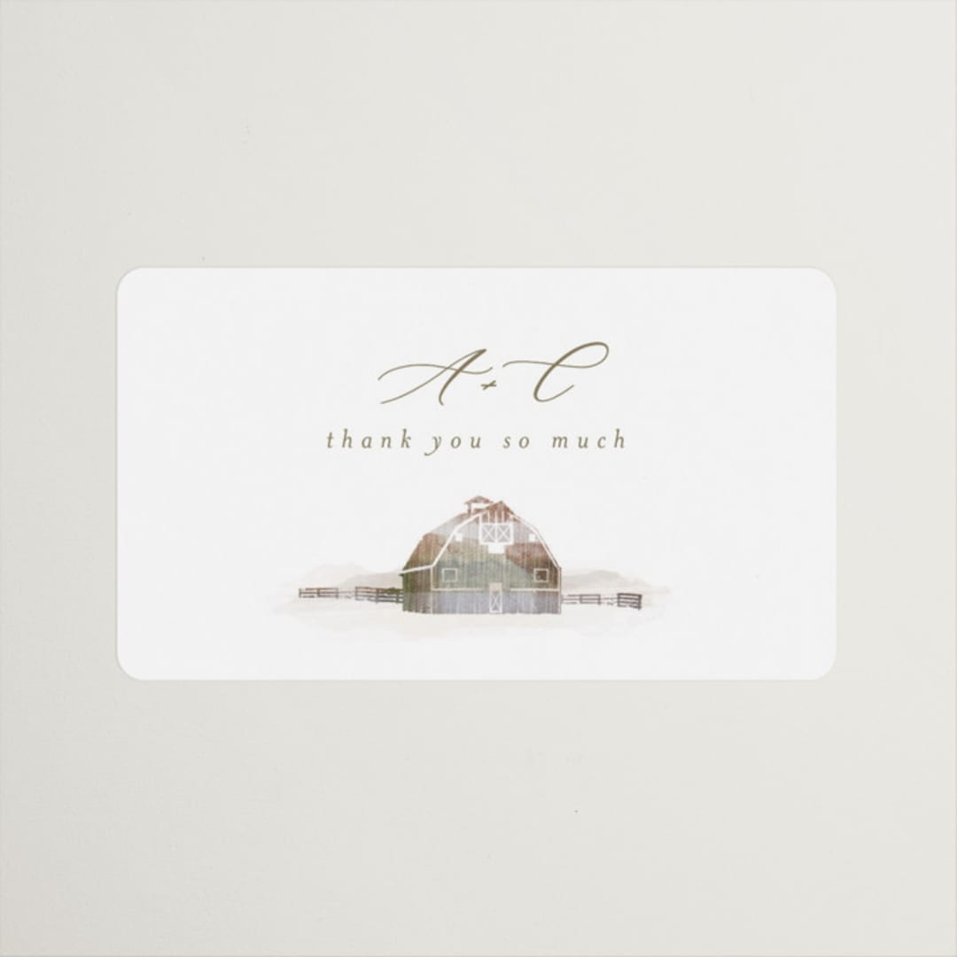 "Rustic Barn" - Wedding Favor Stickers in Fawn by AK Graphics - Front