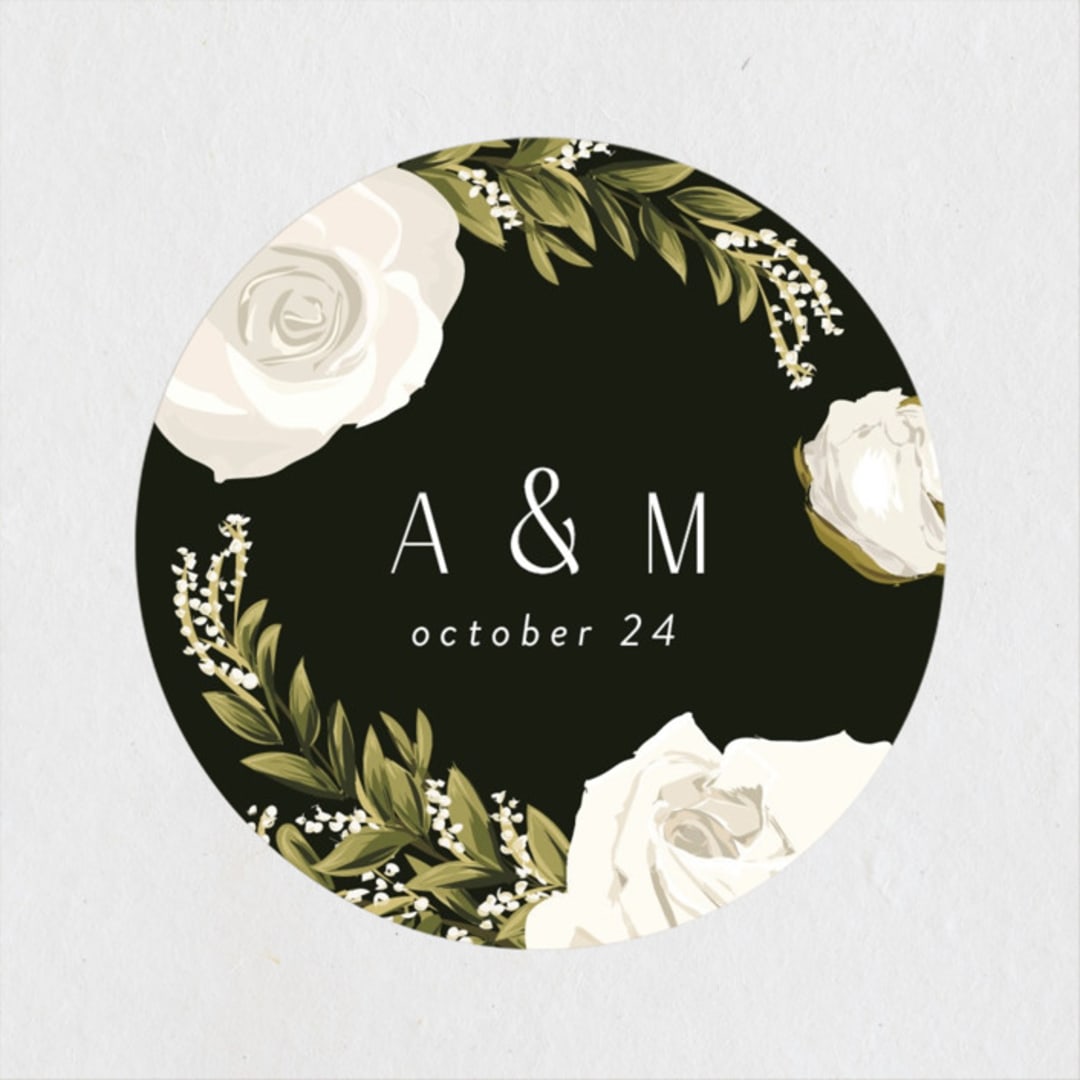 "Rose Garden" - Wedding Favor Stickers in Porcelain by Susan Moyal - Front