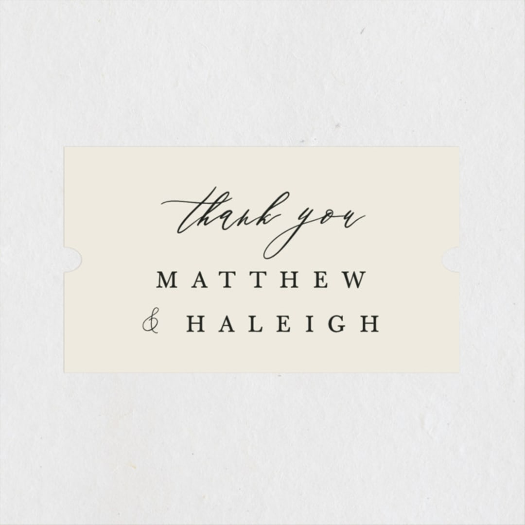 "Tilted Script" - Wedding Favor Stickers in Ivory by Hannah Williams - Front