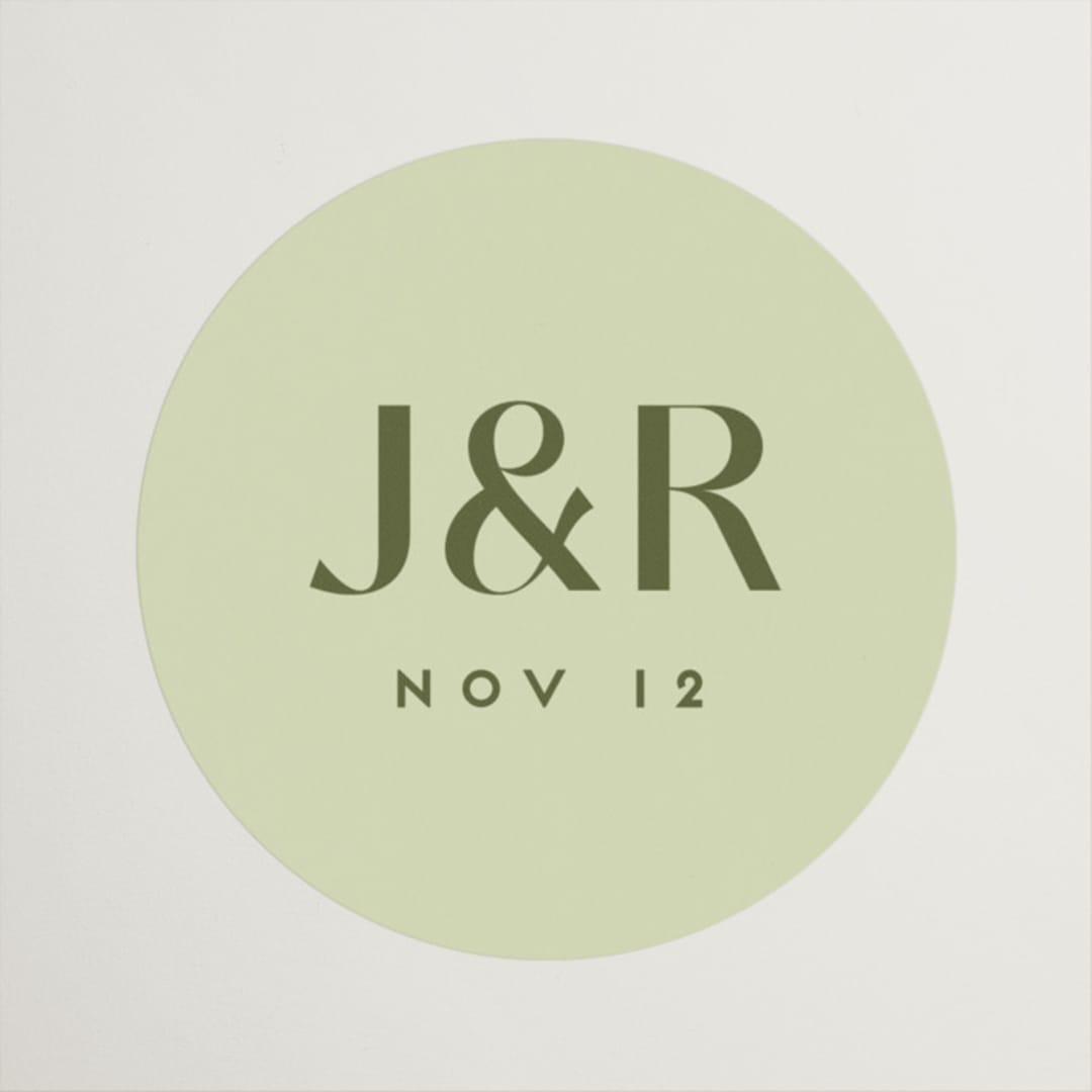 "News!" - Wedding Favor Stickers in Kiwi by Claudia Orengo - Front