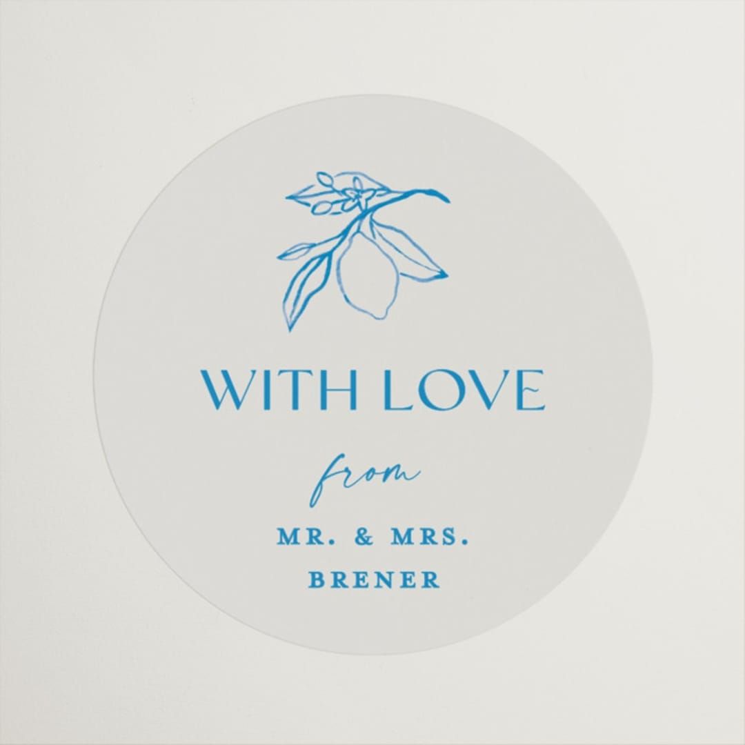 "Mediterraneo" - Wedding Favor Stickers in Ocean by Pati Cascino - Front