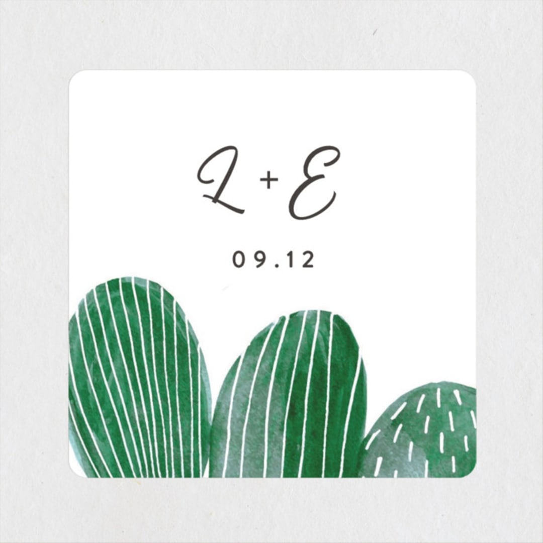 "Painted Cacti" - Wedding Favor Stickers in Cactus by Olivia Raufman - Front