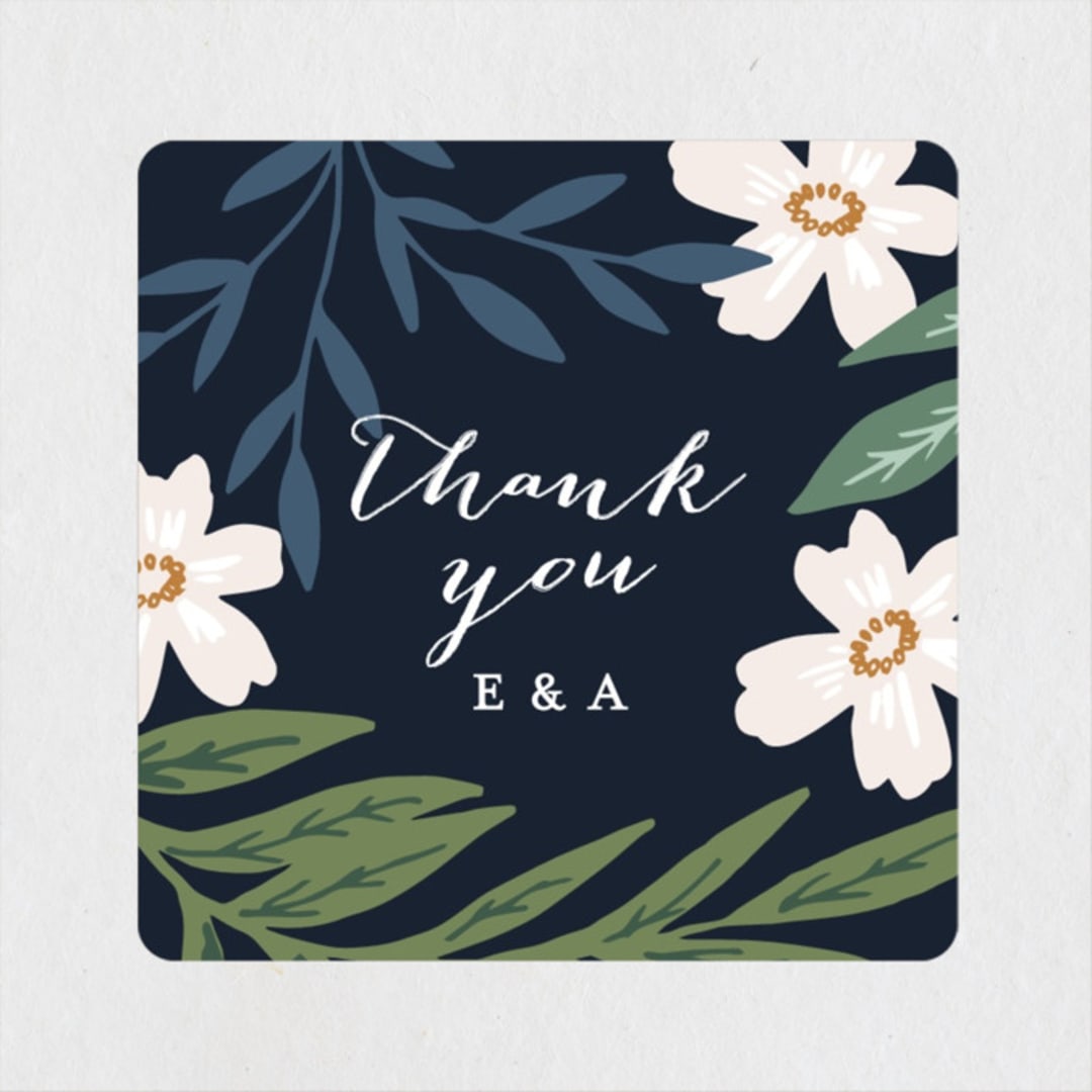 "Floral Edged Frame" - Wedding Favor Stickers in Royal by Alethea and Ruth - Front