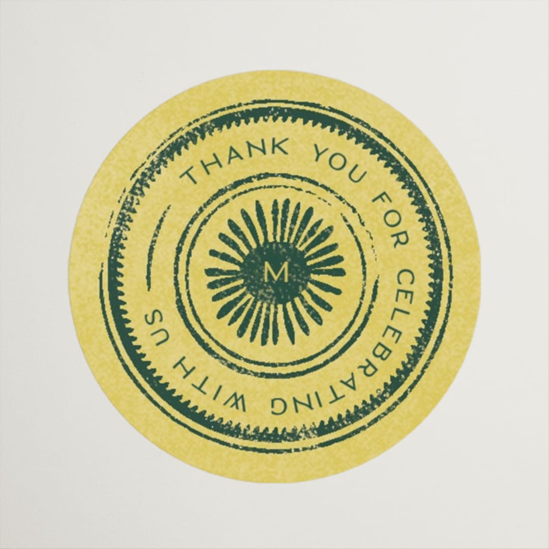 "Coastal Drift" - Wedding Favor Stickers in Caribbean Citrus by Pixel and Hank - Front