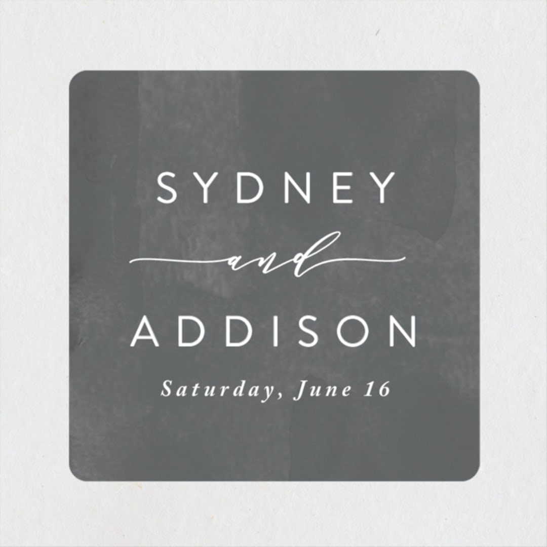 "Geo Chic" - Wedding Favor Stickers in Charcoal by Hooray Creative - Front