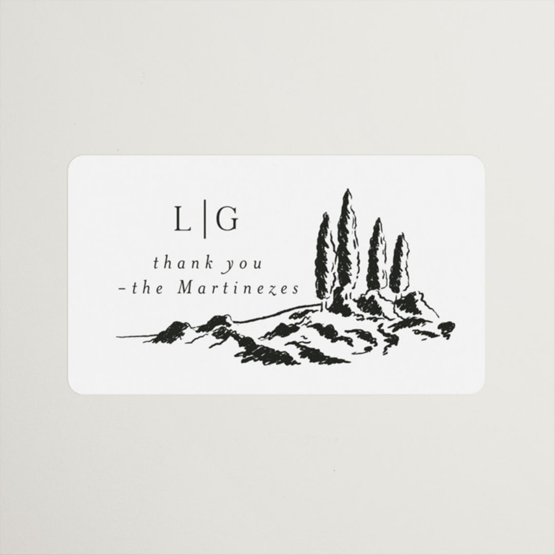"Countryside Villa" - Wedding Favor Stickers in Noir by Shiny Penny Studio - Front