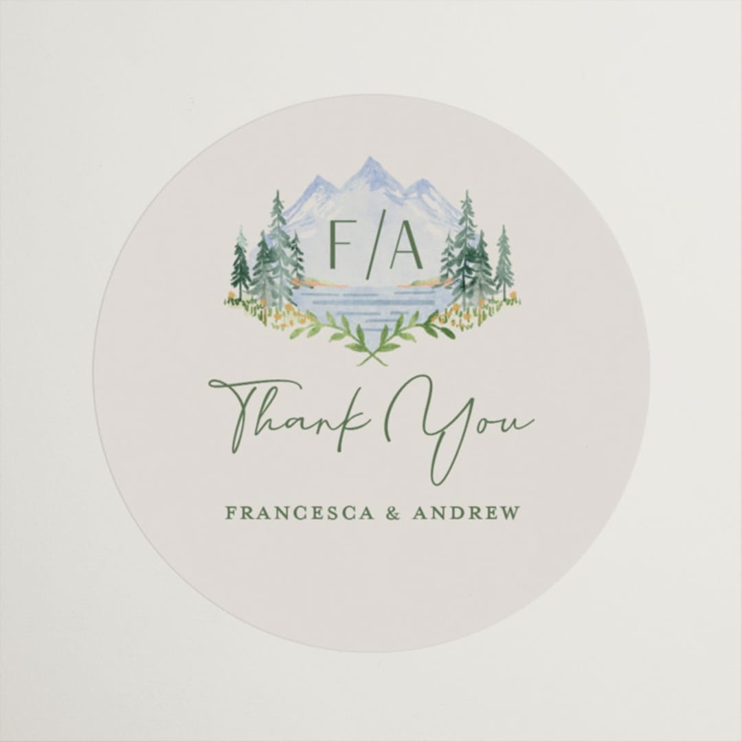"Miniature Mountainscape" - Wedding Favor Stickers in Summer by Petra Kern - Front