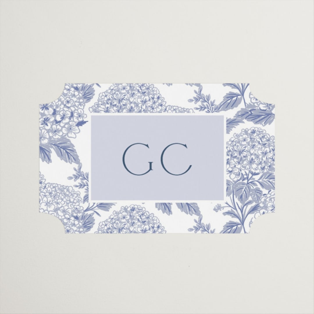 "Coastal Toile" - Wedding Favor Stickers in Periwinkle by Jenna Holcomb - Front