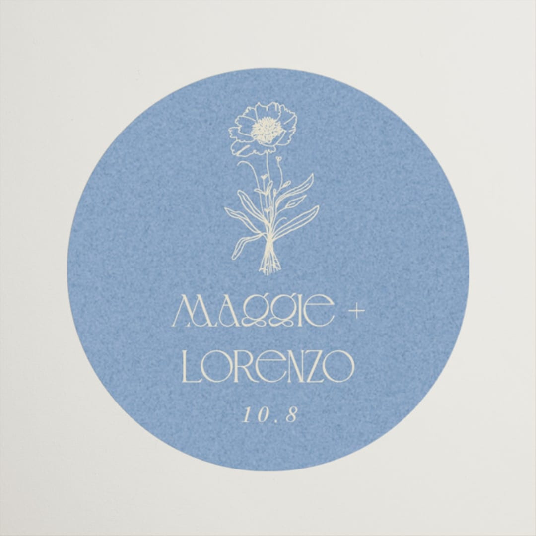 "Flora Arch" - Wedding Favor Stickers in Cerulean by Baumbirdy - Front