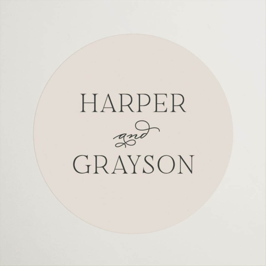 "Tendu" - Wedding Favor Stickers in Creme by Carly Reed Walker - Front