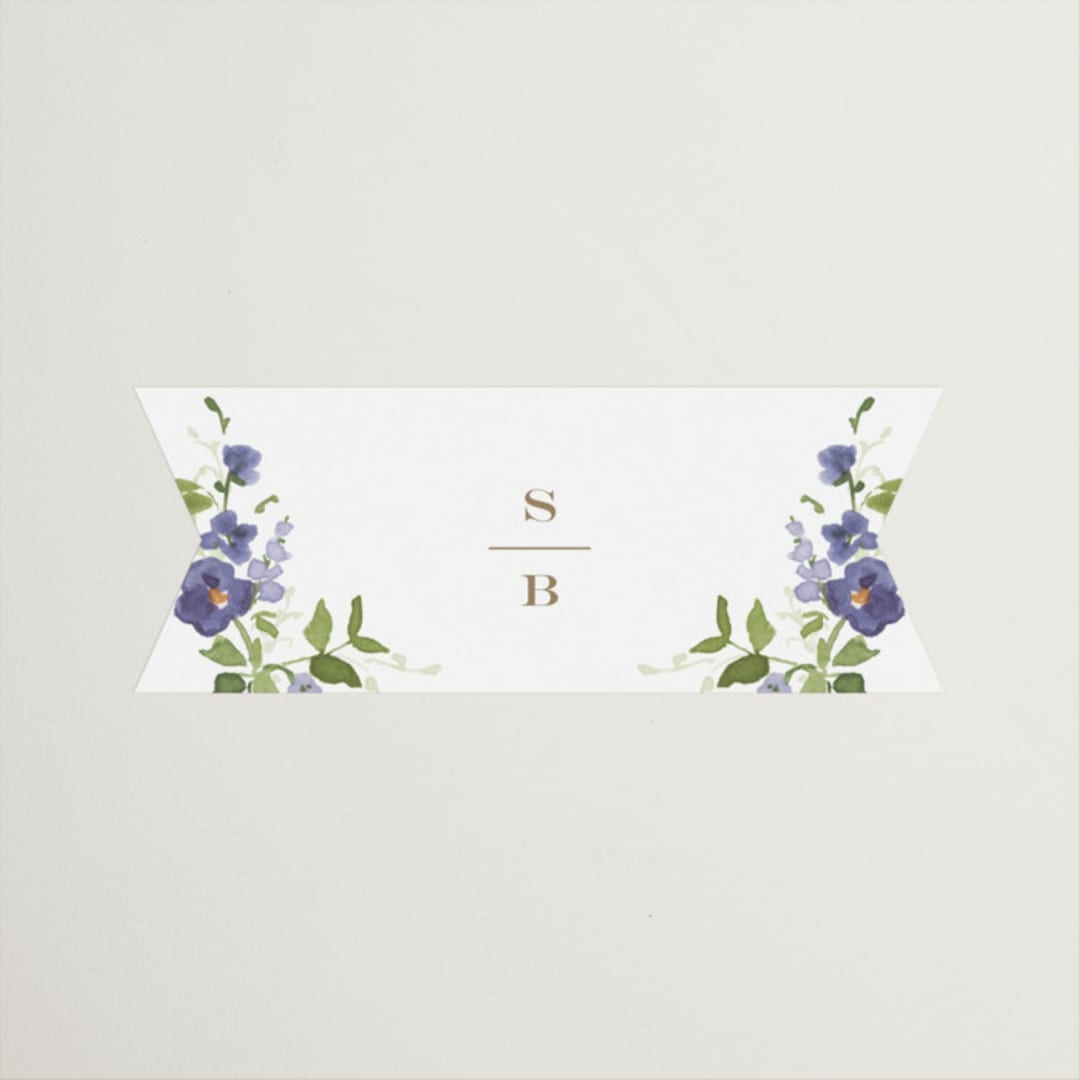 "Wildflower Trellis" - Wedding Favor Stickers in Iris by Everett Paper Goods - Front