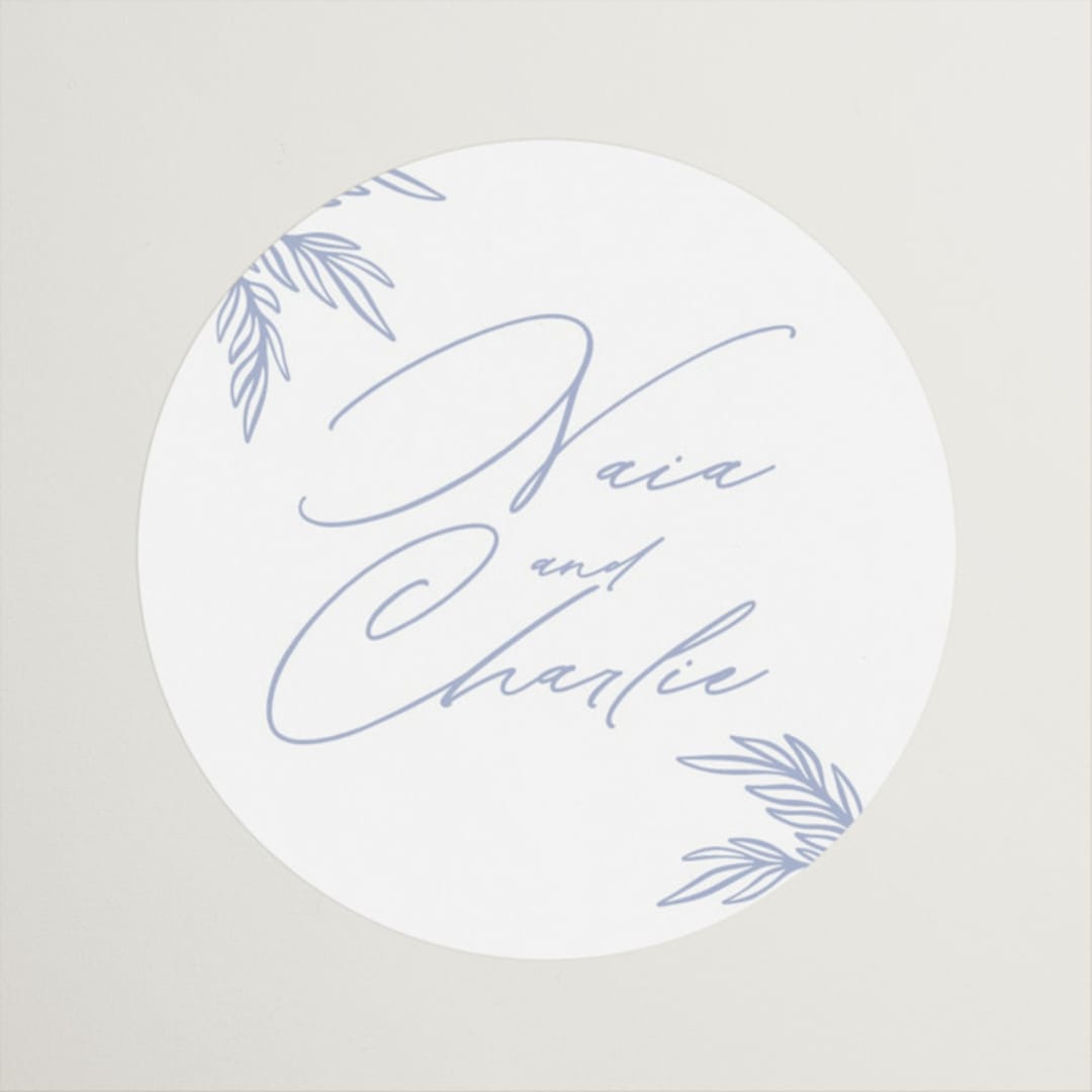 "Ocean Dreams" - Wedding Favor Stickers in Pale Cerulean by Sabrin Deirani - Front