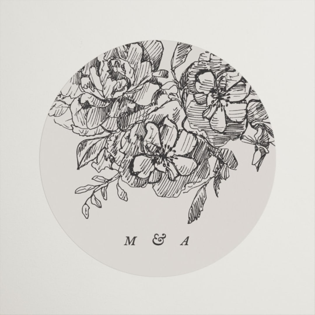 "etched floral" - Wedding Favor Stickers in Stone by Phrosné Barwood - Front