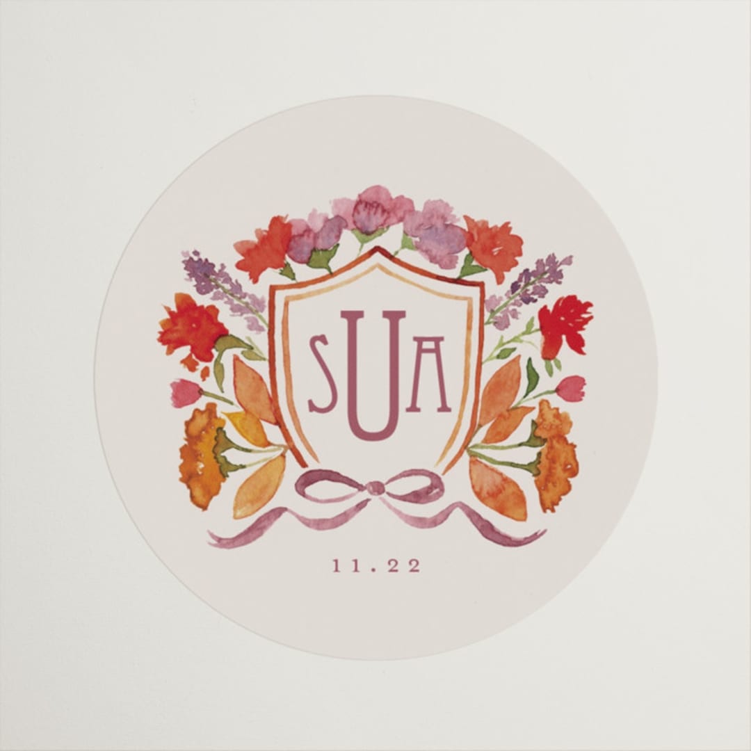 "Crest Fall" - Wedding Favor Stickers in Autumn by Pink House Press - Front