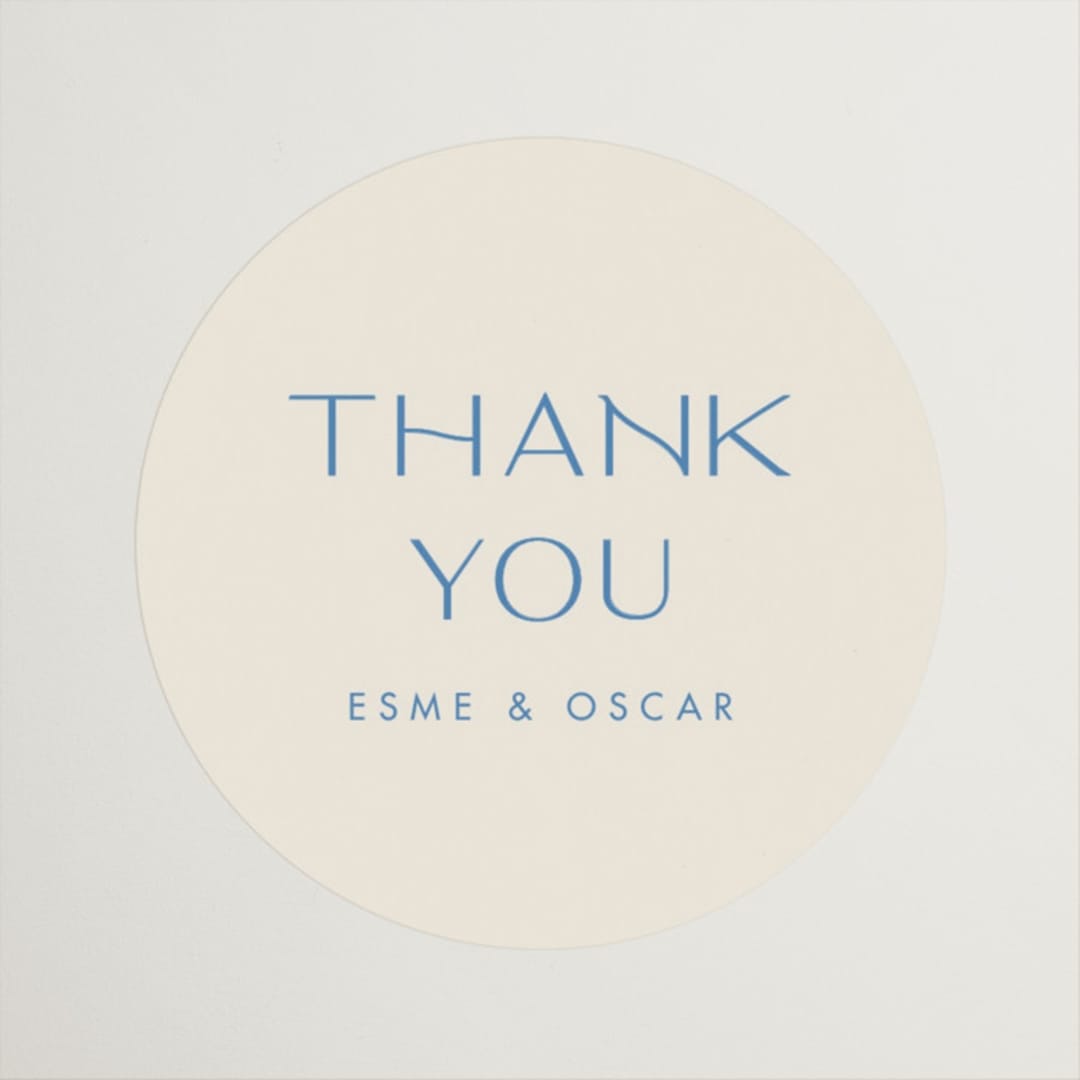 "Brooklyn" - Wedding Favor Stickers in Cerulean by Ellen Schlegelmilch - Front