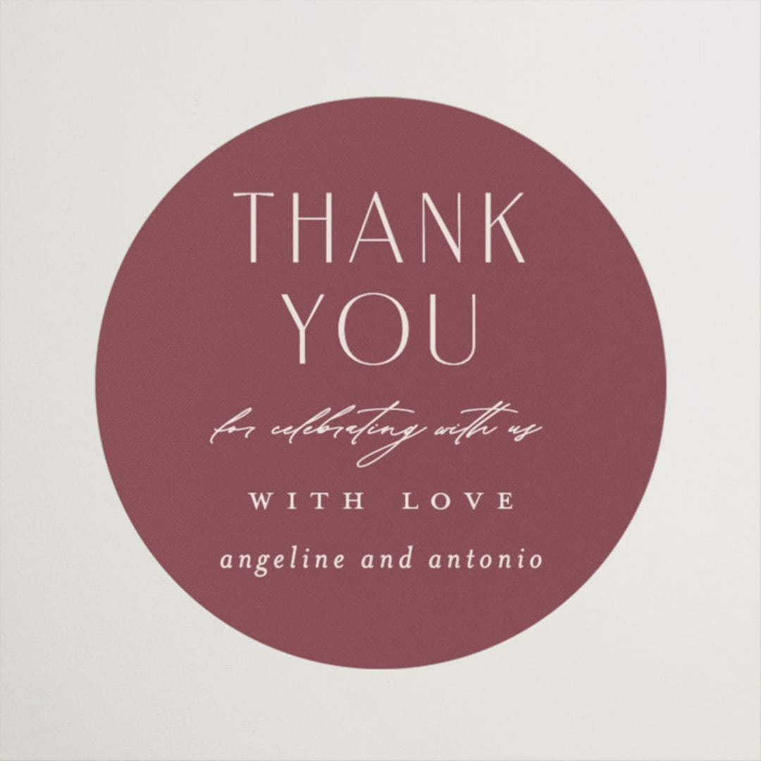 "Chantilly" - Wedding Favor Stickers in Mauve by Erica Krystek - Front