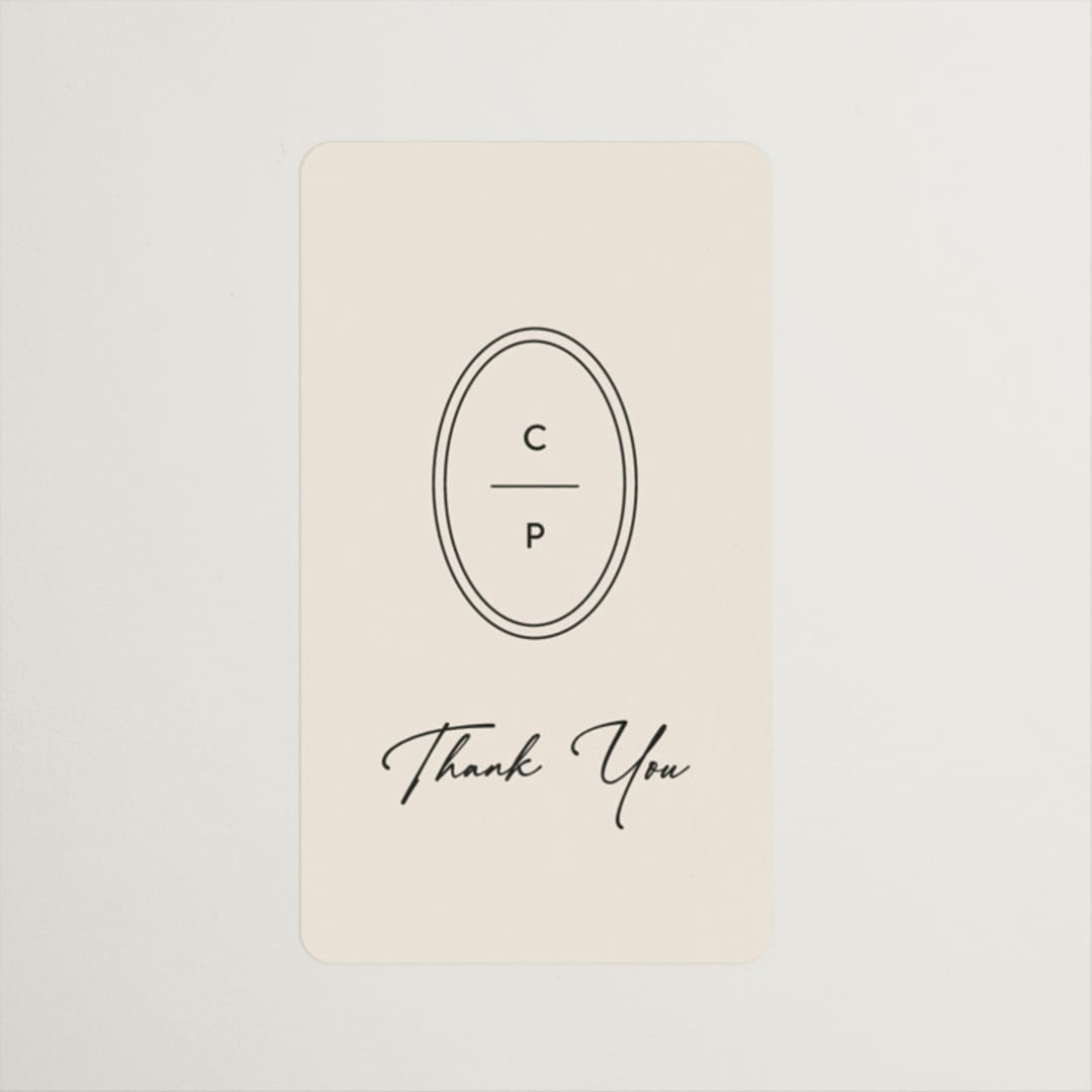 "Script and Monogram" - Wedding Favor Stickers in Sand by Carolyn MacLaren - Front